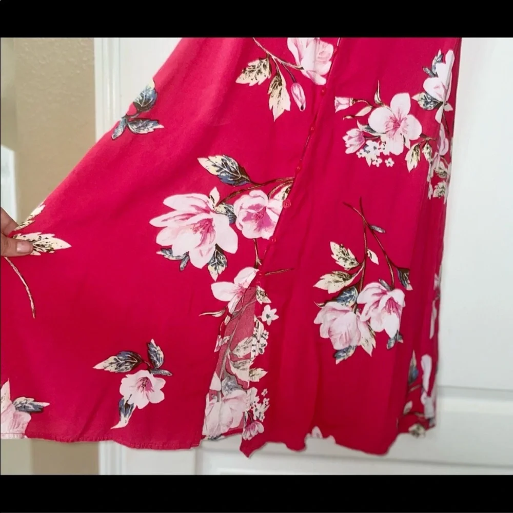 Beautiful Band of Gypsies red floral buttoned dress size Small - Picture 6 of 15